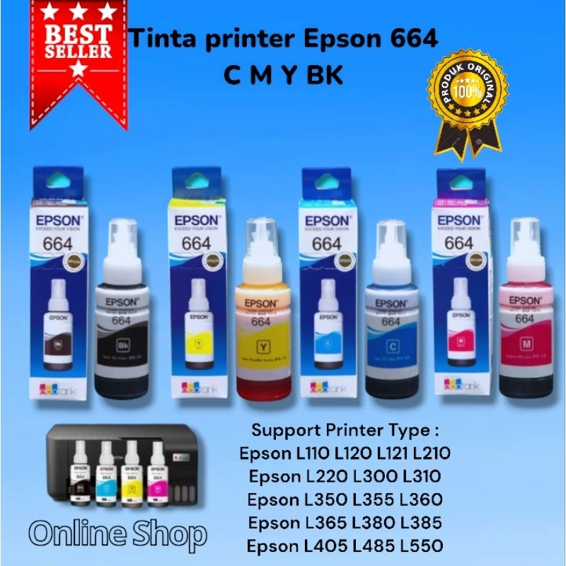 Tinta Epson 664 Original Hitam L100/L110/L120/L200/L220/L310/L360