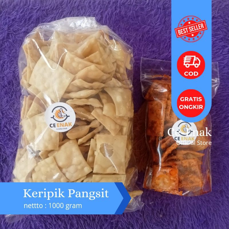 

keripik pangsit pedas daun jeruk 1kg kiloan termurah, terlaris cemilan terbaru viral