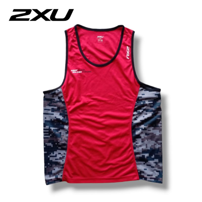 Kaos Running pria branded 2XU original preloved,T-shirt ZXU no sleeves preloved