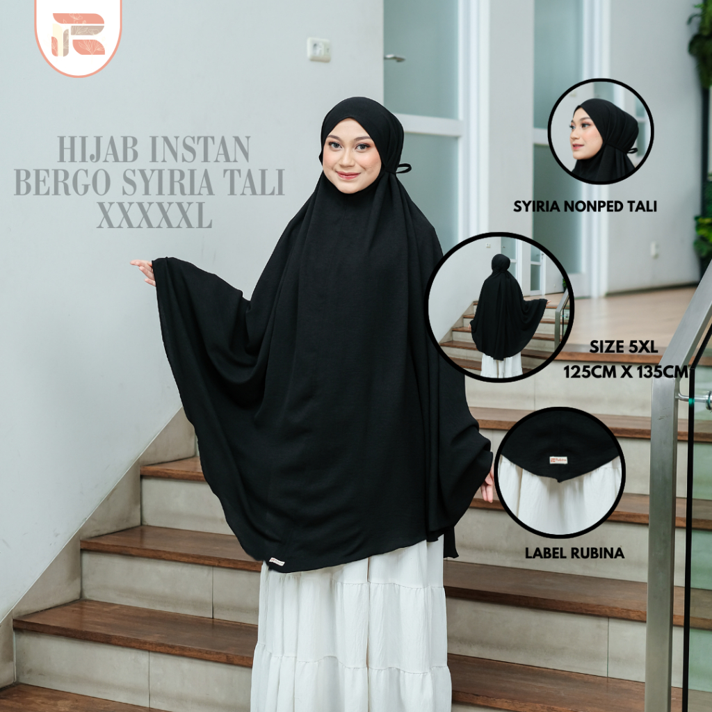 Rubina - Khimar Super Jumbo XXXXXL nonpet Crinkle Airflow Premium atasan mukena 5XL