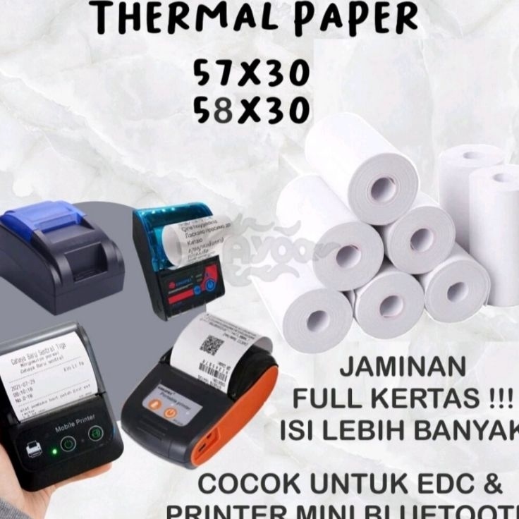 

Super Aman Kertas kasir thermal 5758x3mm full tanpa tulang paket 1 pcs