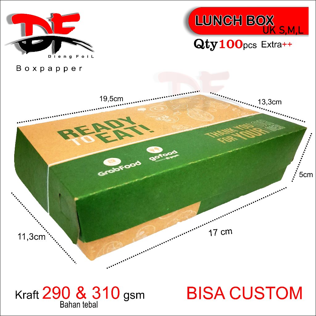 Paper Lunch Box ( size S,M,L ) Laminasi Kraft Kotak Dus Makan Ayam Nasi Goreng Bakar Geprek Penyet N