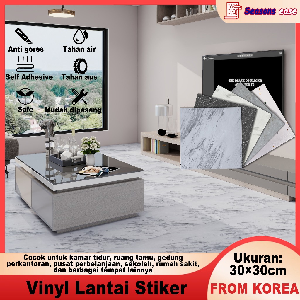 Seasons Ease-Vinil Sticker Lantai Marbel Granit Uk 30 x 30 cm / Stiker Vinyl Lantai Marmer / Stiker 