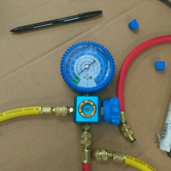 Super Laris  Manifold analizer single R22 plus selang 2 pcs alat isi freon ukur tekanan testing regu