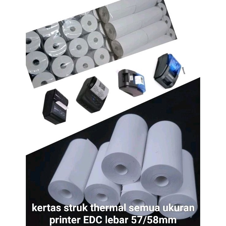 

Spesial Price Kertas kasir Thermal struk EDC 5758x3mm coreleles full kertas paket 1 roll