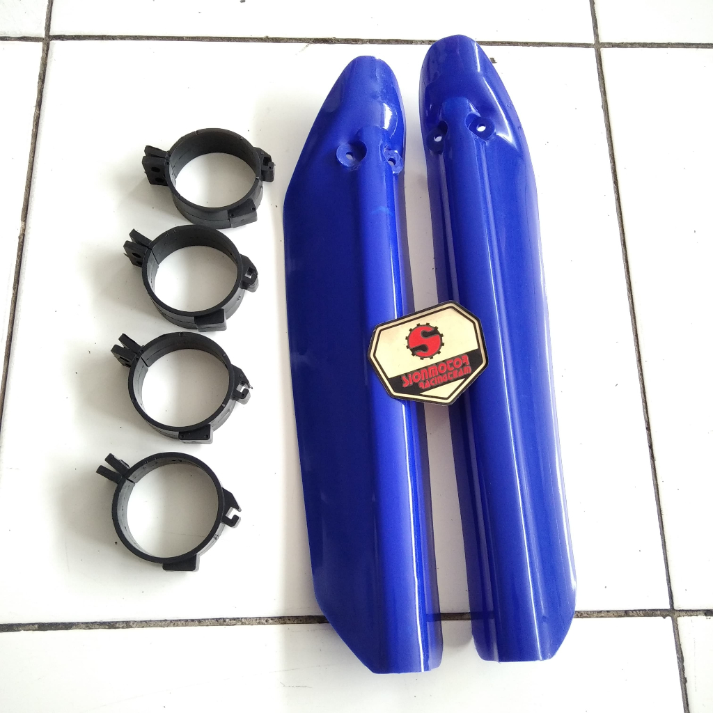 Cover Shock Depan / Pelindung Tutup Shock Depan Kawasaki KLX 150 Tipe S Driv Biru