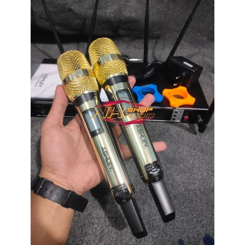 Mic Wireless Ashley PRO-1 PRO1 PRO 1 UHF 2 Mic Genggam Handheld Original + Koper Hardcase Garansi Re