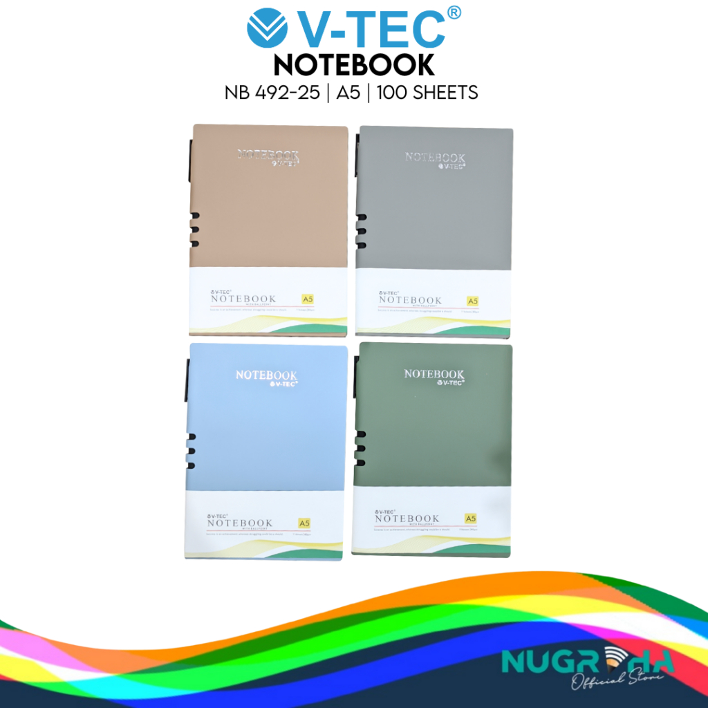 

V-tec NB 492-25 NOTEBOOK HARD COVER BUKU CATATAN BUKU TULIS SAMPUL KERAS A5 100 LEMBAR 100 GSM