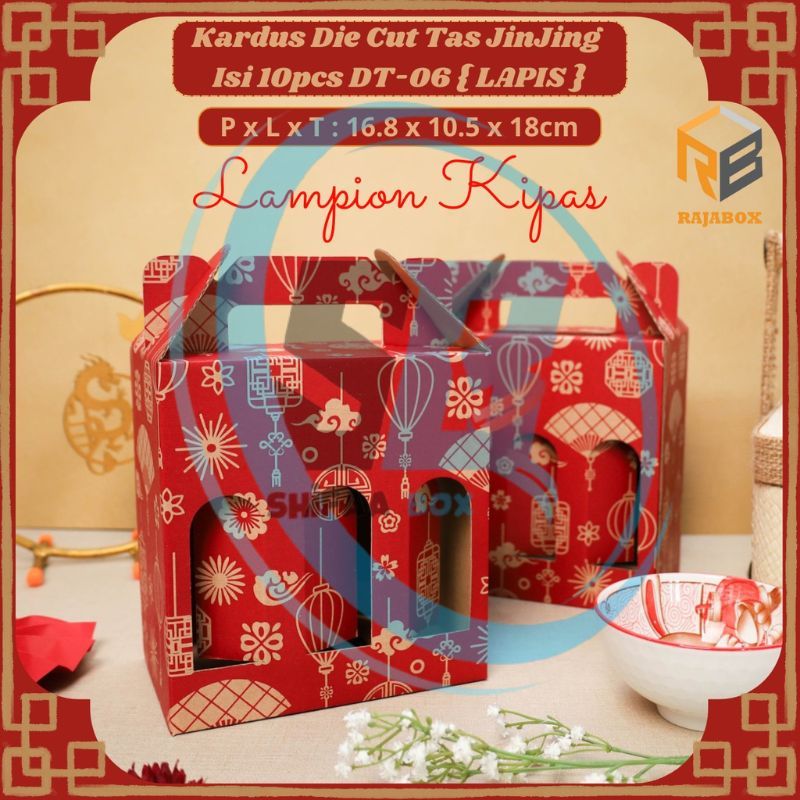 

( 10 pcs ) Kardus Jinjing Imlek Box Botol 250ml Isi 6 Dus Tenteng Kemasan Hampers Packaging Motif Merah Lampion