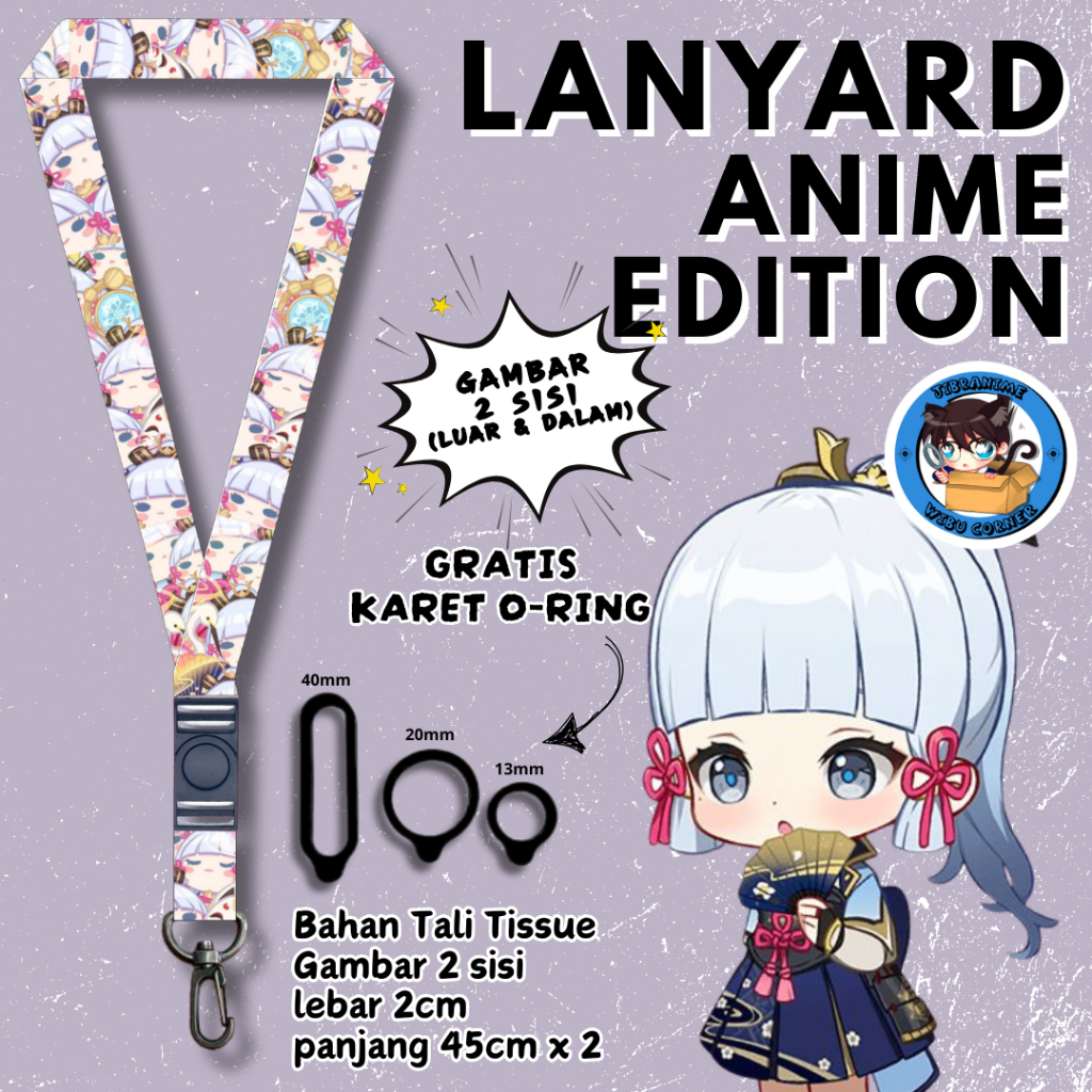 

Lanyard Panjang Anime 2 Sisi / Ayaka Chibi Genshin Impact / gantungan kunci layard keychain