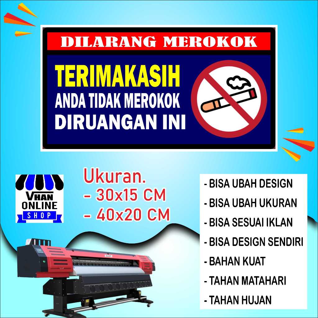 

Cetak Sticker Dilarang Merokok Bahan Tahan Air Biru