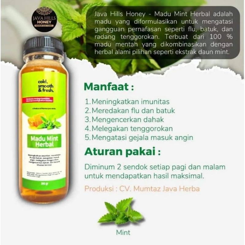 

MADU MINT JAVA HILLS HONEY ATASI RADANG TENGGOROKAN BATUK FLU DEMAM