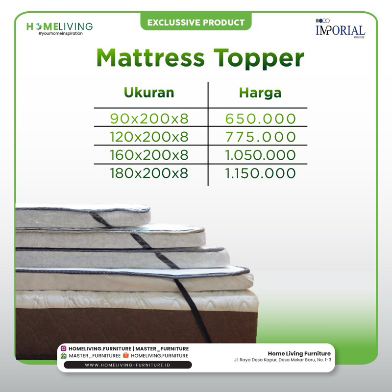 HOMELIVING - TOPPER KASUR LATEX REBONDED 9CM - ALAS SPRINGBED - MATTRESS TOPPER 90X200 - 120X200 - 1