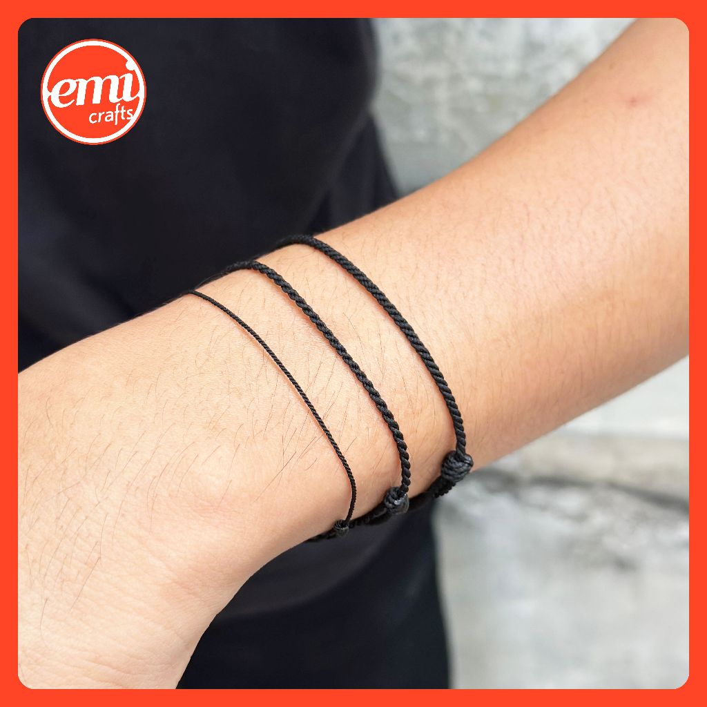 Emicraftt - Gelang Tali Hitam Gelang Simple Tali Polos Gelang Pria