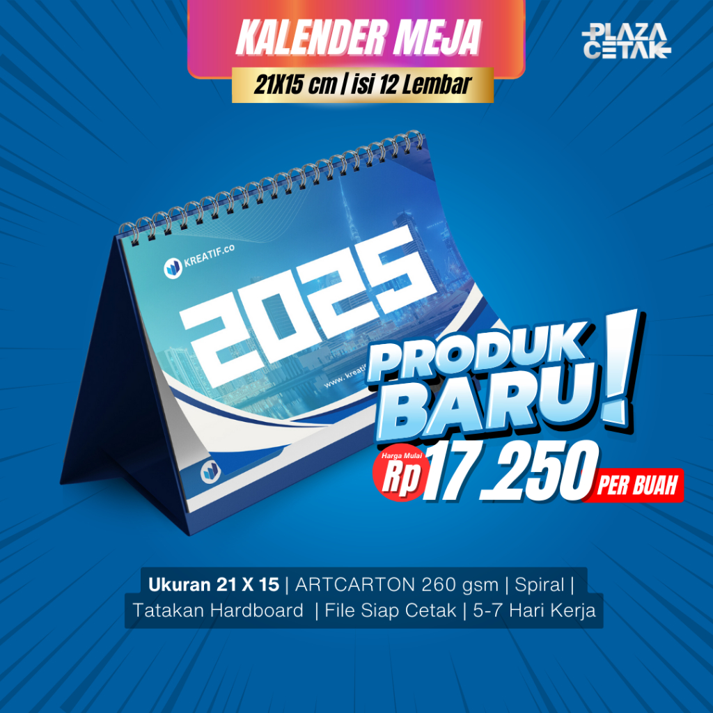 

Kalender Meja 21 x 15 isi 12 lembar 2 sisi