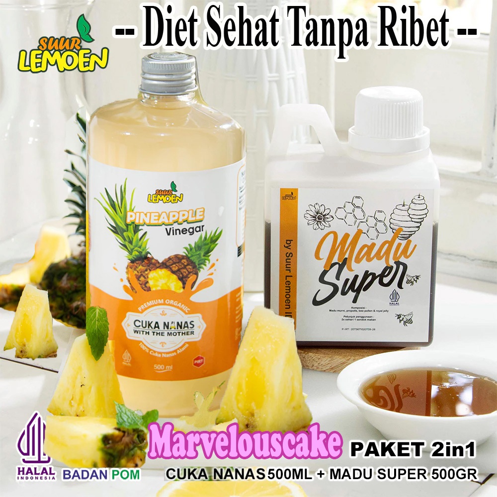 

Diet Sehat dan Segar Alami - Paket Hemat Cuka Nanas 500ml dan Madu Super 350ml