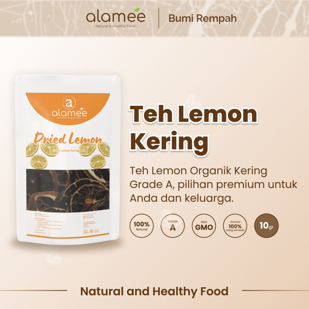 

ALAMEE Lemon Kering Dried Slice Tea Teh Herbal Iris Organik Minuman Herbal Organic 25gr