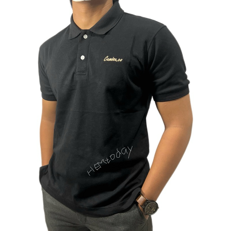 Kaos polo pique cotton cvc pique 24s lengan pendek hitam original brand