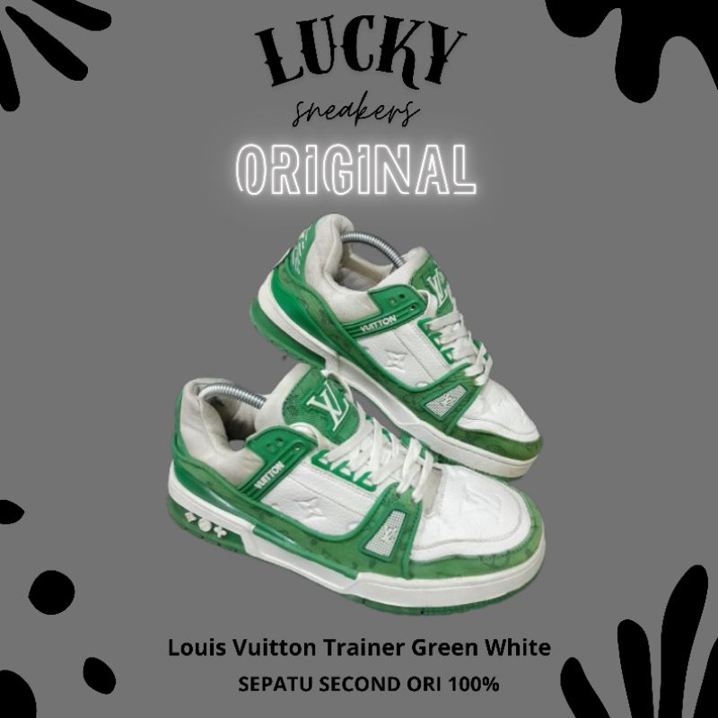 Sepatu Ori Second Louis Vuitton Trainer Green White By Lucky Sneakersz