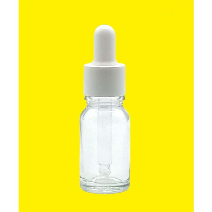 BOTOL KACA PIPET 10ML BENING / CLEAR - RING MULUS PUTIH BOTOL KACA. BULAT KECIL UNIK BOTOLKACA BOTTL