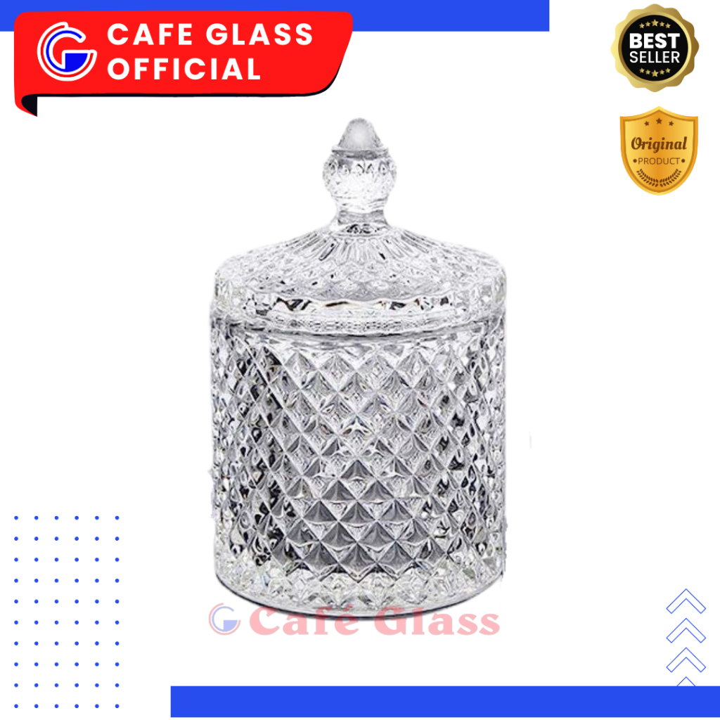 Toples Candy Kristal Aesthetic Kecil | Tempat Permen Kaca | Toples Kaca Souvenir TG-1030-3.5