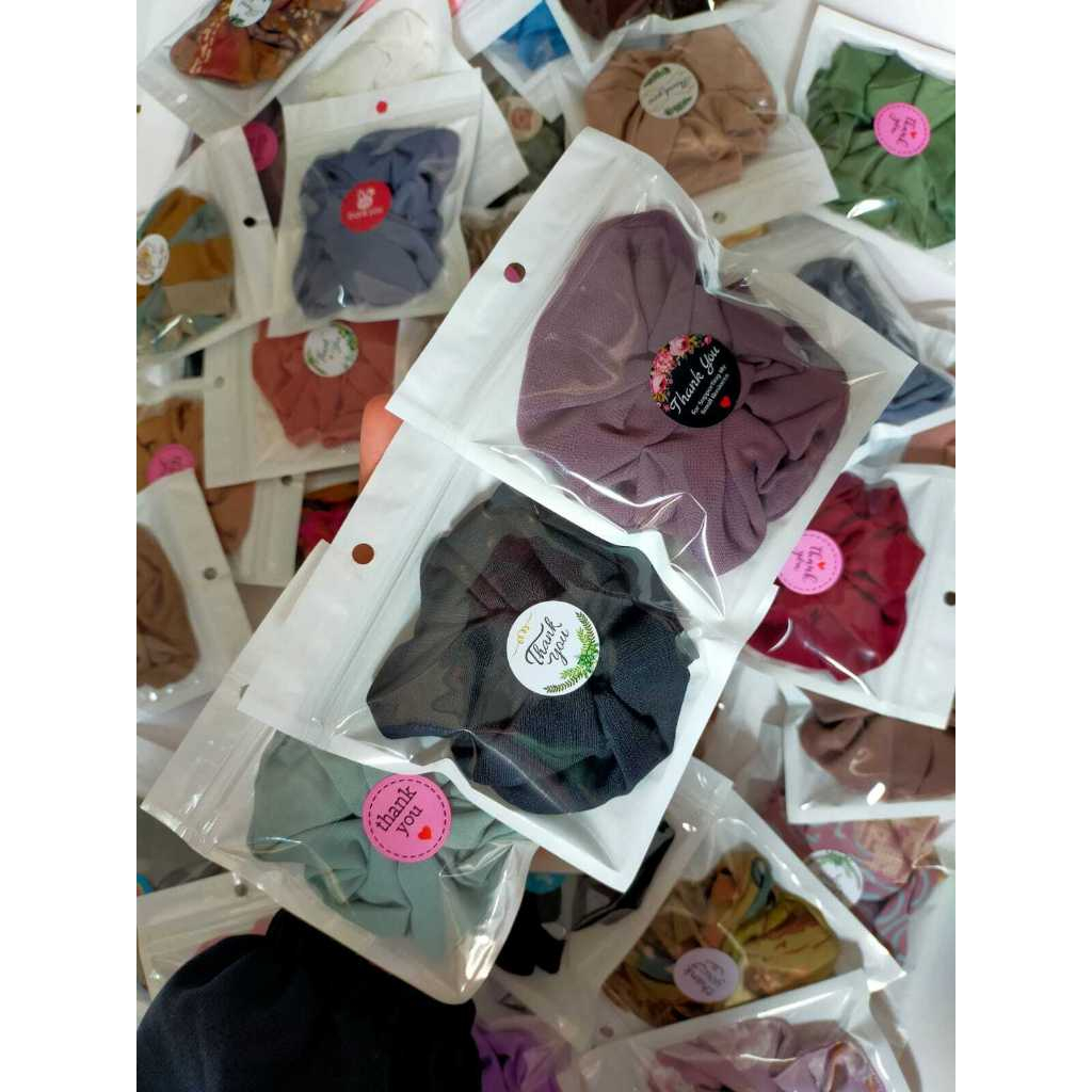 Scrunchie Ukuran Medium + Plastik + Stiker Ucapan Terimakasih