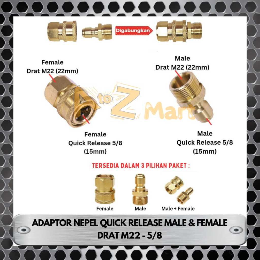 NEPEL NIPLE SAMBUNGAN QUICK RELEASE ADAPTOR ADAPTER KONEKTOR CONNECTOR KOPLER COUPLER NEPEL QUICK RE