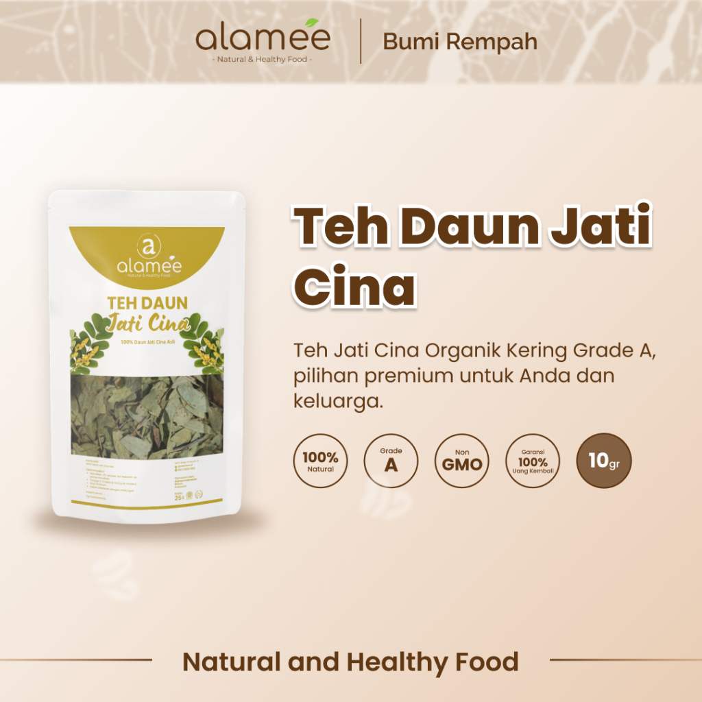 

ALAMEE Teh Daun Jati Cina Senna Leaf Tea Teh Herbal Alami Organik Organic Siap Seduh Minum 10gr