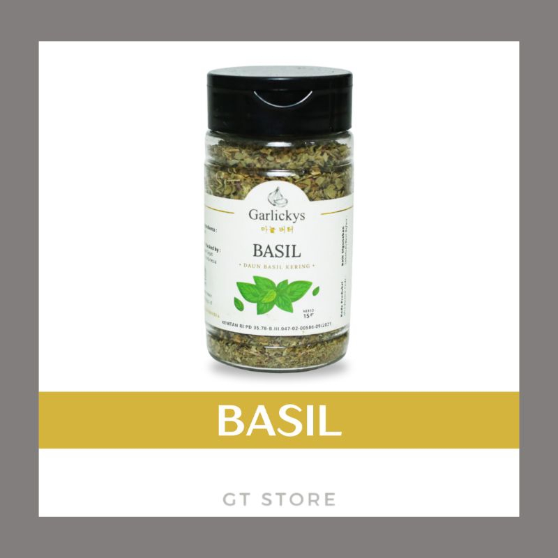 

Daun Basil Kering / Daun Basil Bubuk / Basil Leaves Premium Quality by GARLICKYS Bumbu Masak Masakan Makanan Tabur Bubuk Instan Parsley Oregano Rosemary Italian Herbs Thyme Bumbu Masakan Makanan Italy Italia Pizza Pasta Spaghetti Spageti