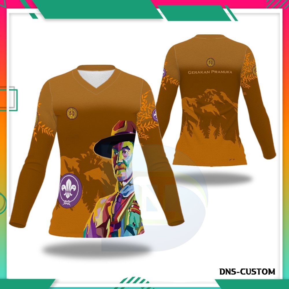 Kaos Jersey Pramuka Baden-Powell Lengan Panjang Fullprint - Baju Pramuka Pembina Pria