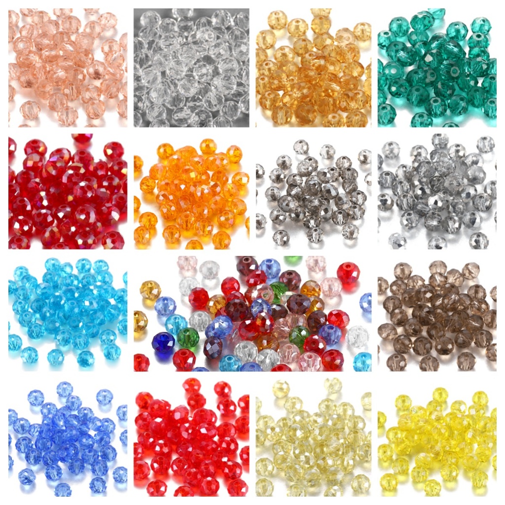 165 Buah 3-8Mm Manik-manik Kristal Rondelle Longgar Ceko untuk Membuat Perhiasan Diy Manik-manik AB 