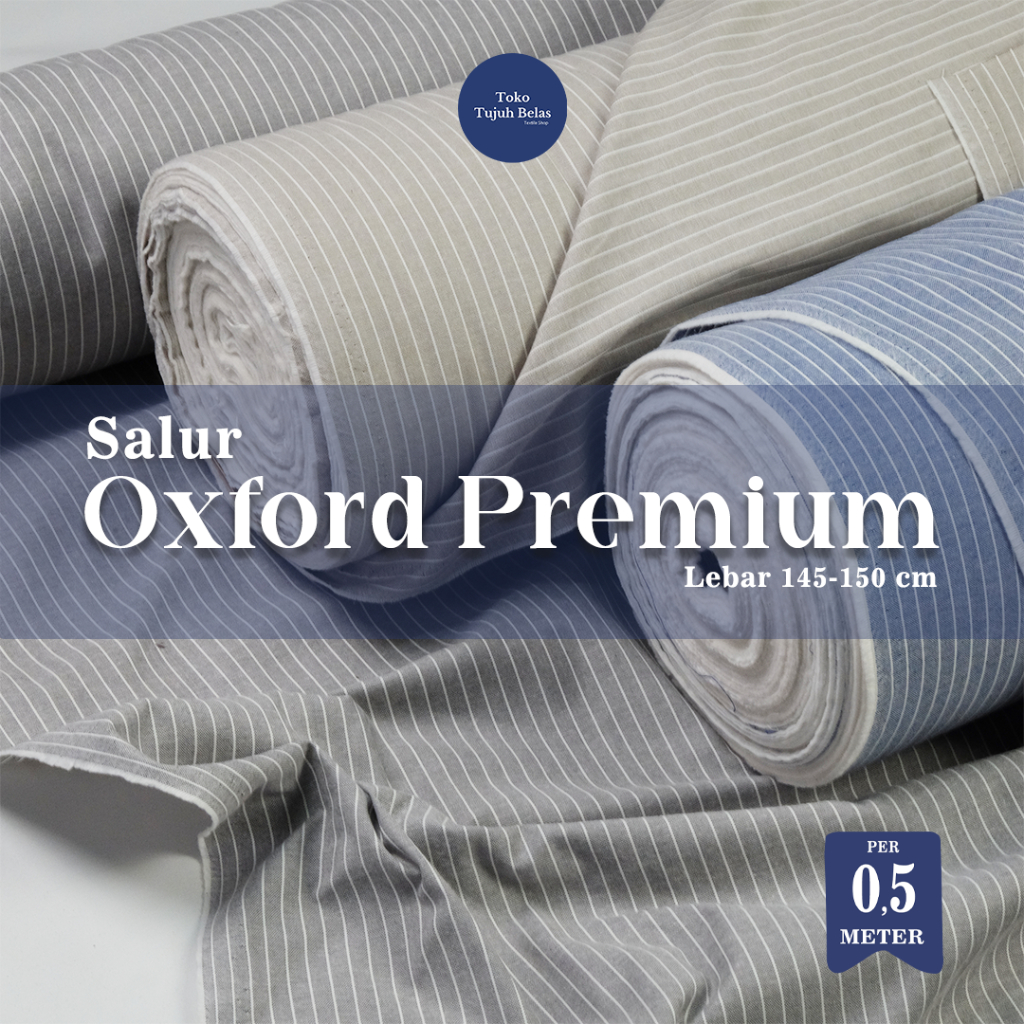 Toko17 OXFORD PREMIUM SALUR PER 0,5 METERAN kain eceran bahan kemeja, koko