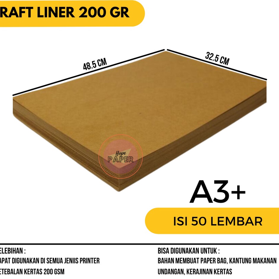 

KODE FQST Kertas Paper Bag Lembaran 2 gsm Kraft Liner A3 Plus isi 5 lembar Bahan Paper Bag Brown Kraft Paper