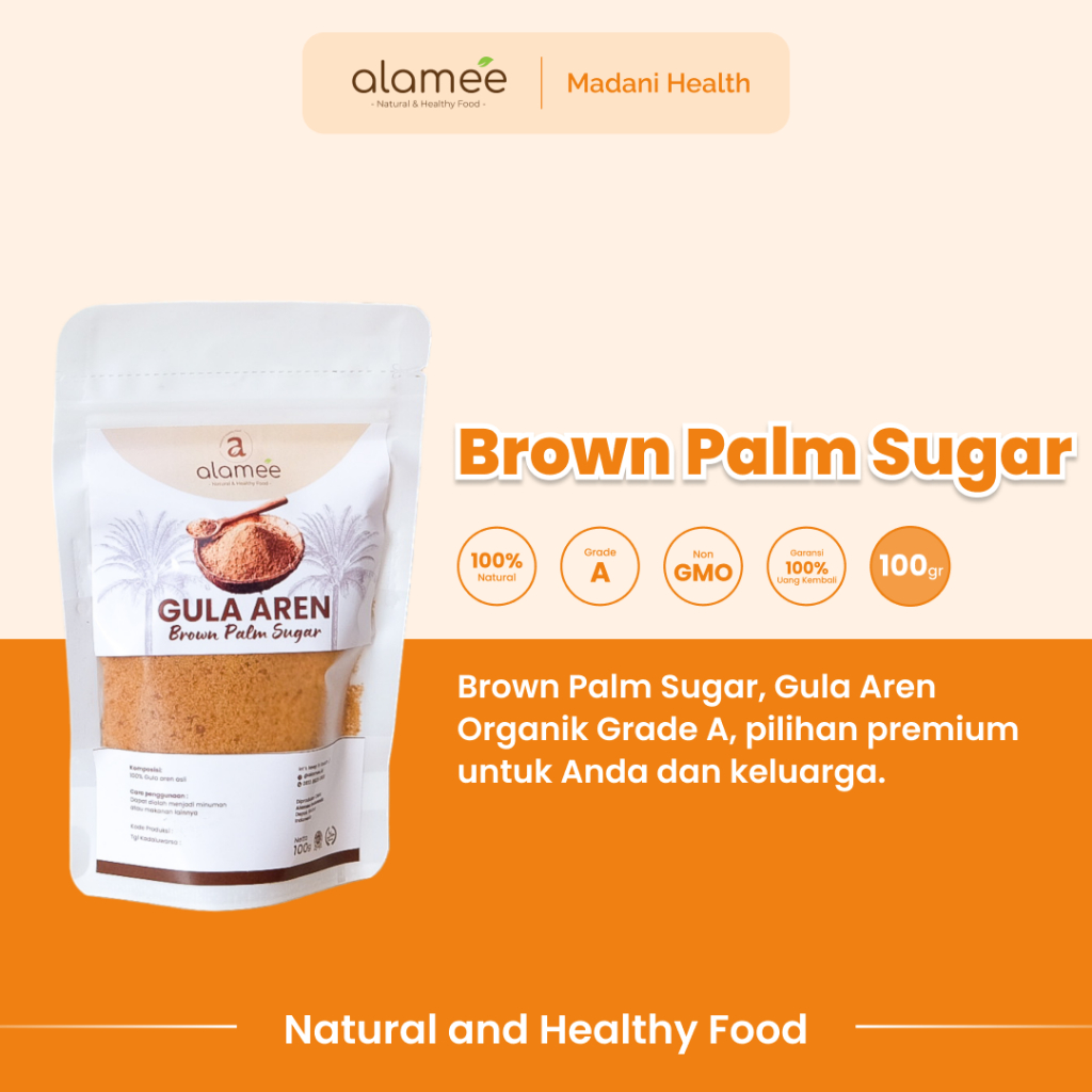 

ALAMEE Gula Aren Bubuk Organik Asli Powder Palm Sugar Premium Semut Natural Organic Organik 100 Gram