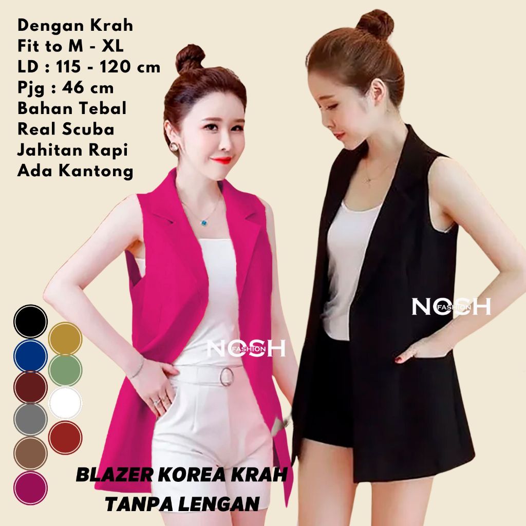 LO9 Blazer Tanpa lengan Korea Style Cindy / Blazer Oversize Wanita Tanpa Lengan Korean Look