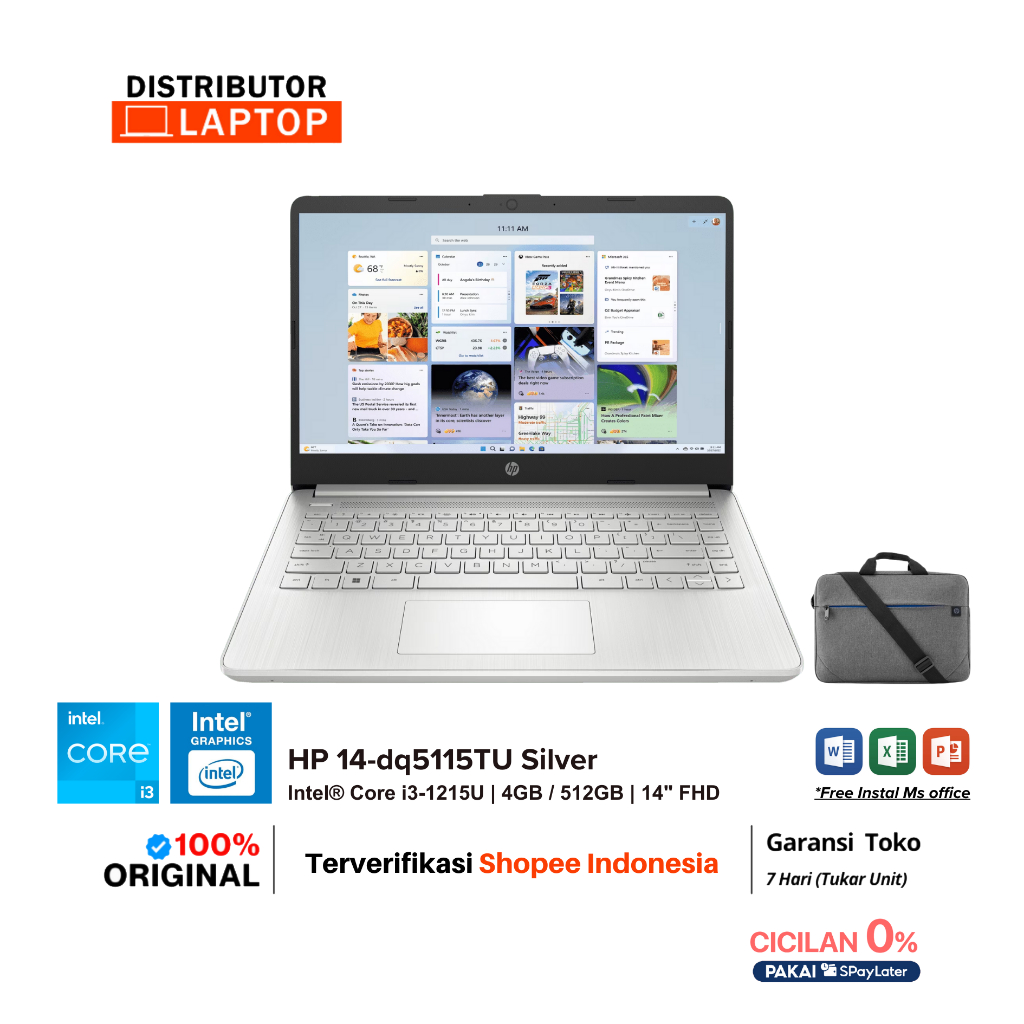 Laptop HP 14s dq5115TU Core i3-1215U 14" FHD IPS GARANSI RESMI HP