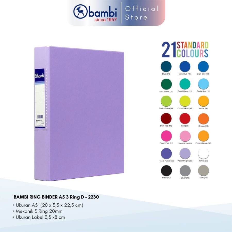 

Bambi Ring Binder 3 Ring A5 16 mm - 2230