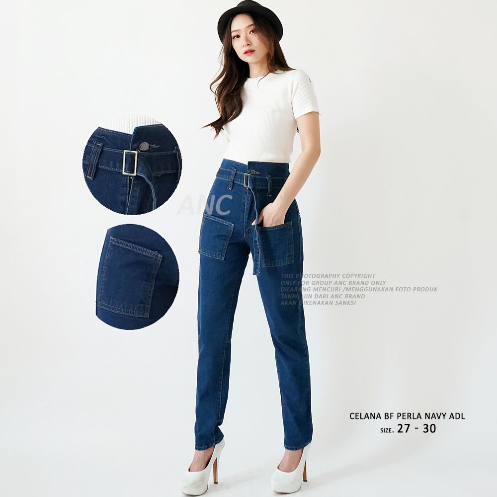 Celana Boyfriend Jeans Panjang Denim - Celana Kulot Jumbo Jeans Wanita