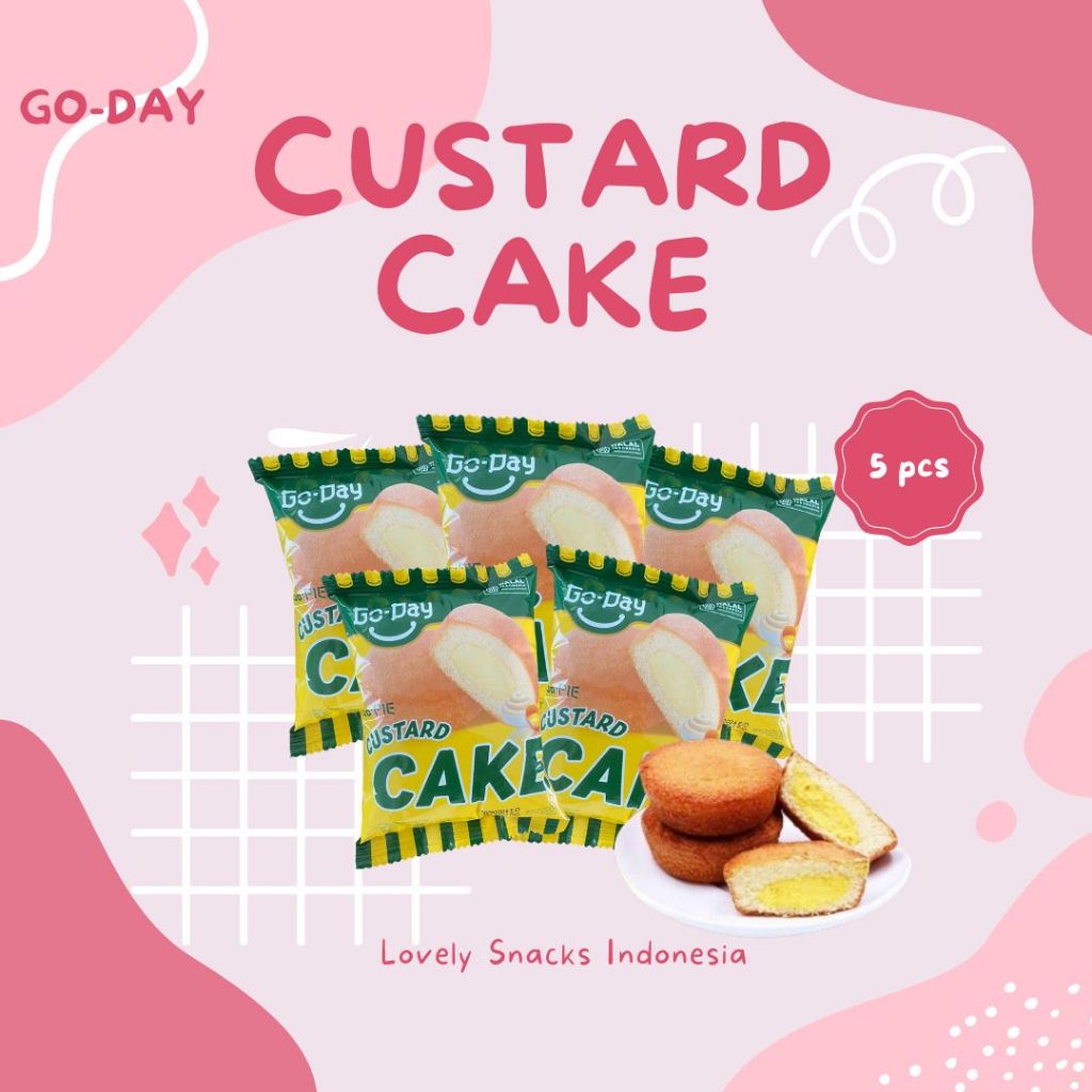 

(Paket 5 pcs ) HALAL Snack Custard Cake | GO-DAY | Snack Pie | Pie Cream