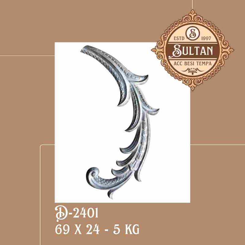 Sultan Besi Tempa / D-2401 / Ornamen Daun Besi Tempa / Ornamen Pagar Besi Klasik / Aksesoris Besi Te