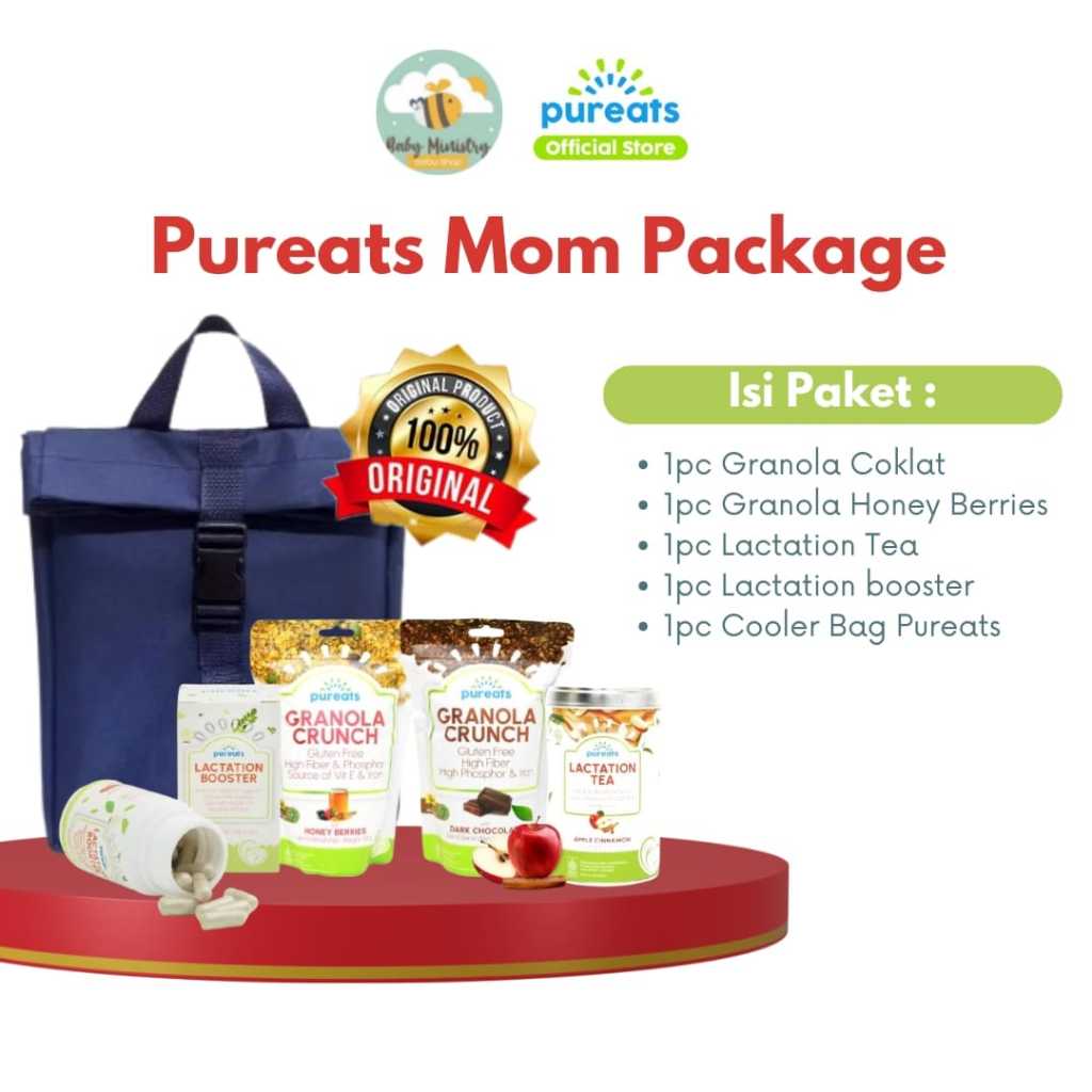 PUREATS MOM PACKAGE - Paket booster asi PLUS | ibu menyusui | Cooler Bag | Pureats Granola Crunch | 