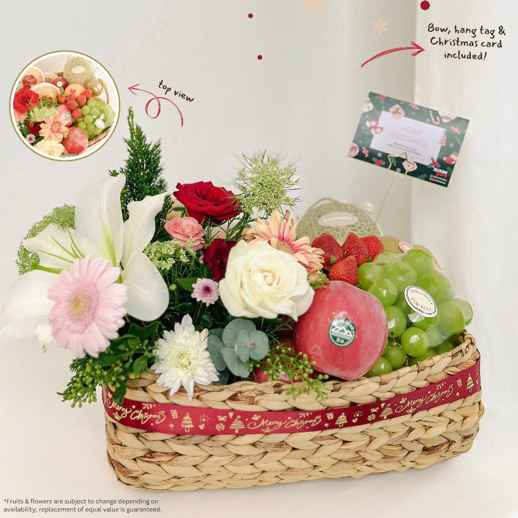 

BLOOMBERRY Whimsical Wonders - Premium Fruits Flowers Christmas Hampers / Parcel Buah Natal Bouquet Buket Bunga Gift Basket