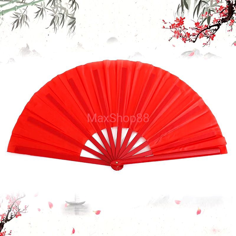KIPAS  TANGAN TARI THAI CHI / KIPAS TANGAN POLOS MERAH LIPAT / KIPAS LIPAT MERAH NARI