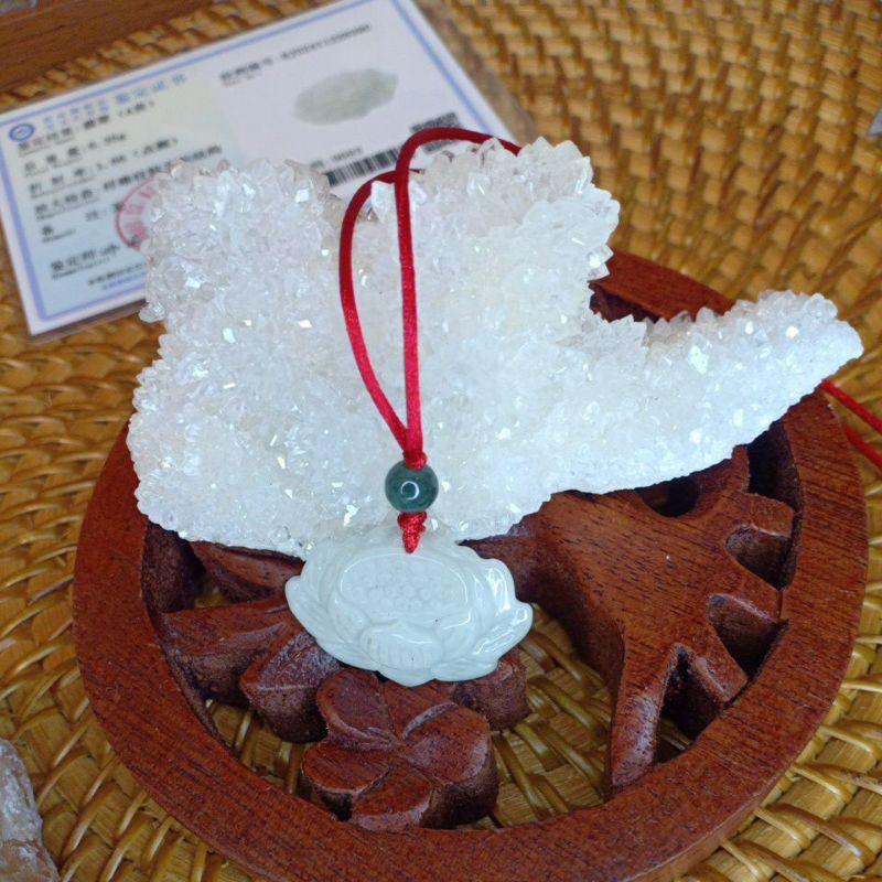 Kalung Necklace Pendant Lotus Giok Jade Jadeite 8390