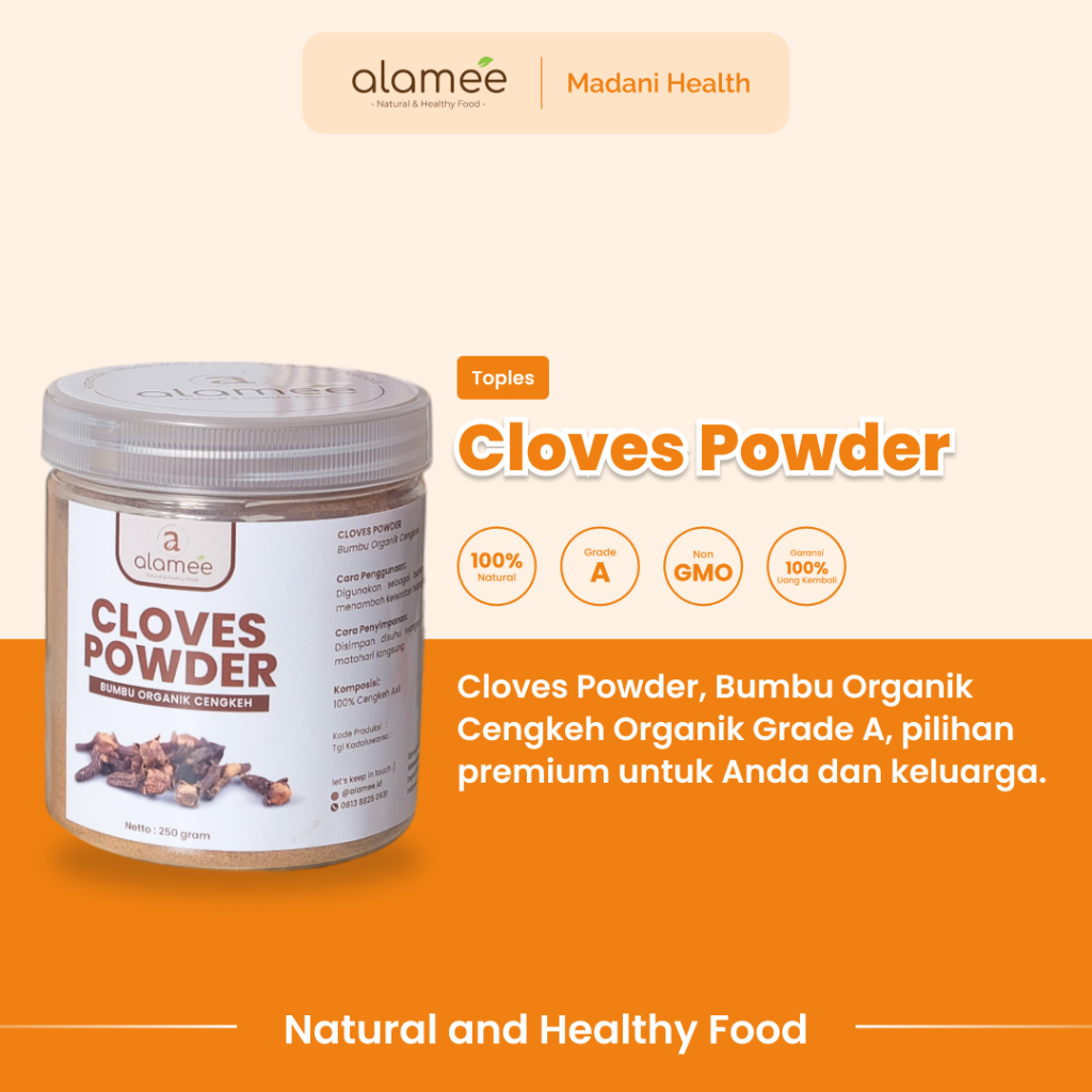 

ALAMEE Cengkeh Bubuk Clove Powder Ground Spice Murni Asli Tanpa Campuran Bumbu Organik 250g