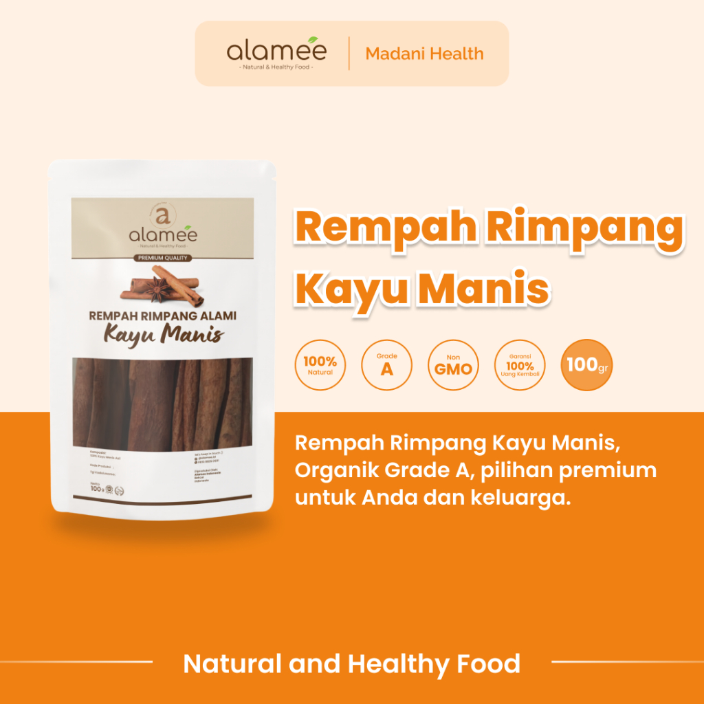 

ALAMEE Kayu Manis Batang Cinnamon Stick Rempah Rimpang Organik Alami Bumbu Masak Dapur Seasoning 100