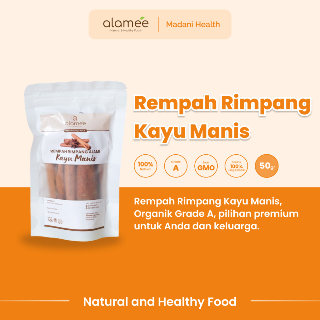 

ALAMEE Kayu Manis Batang Cinnamon Stick Rempah Rimpang Organik Alami Bumbu Masak Dapur Seasoning 50g