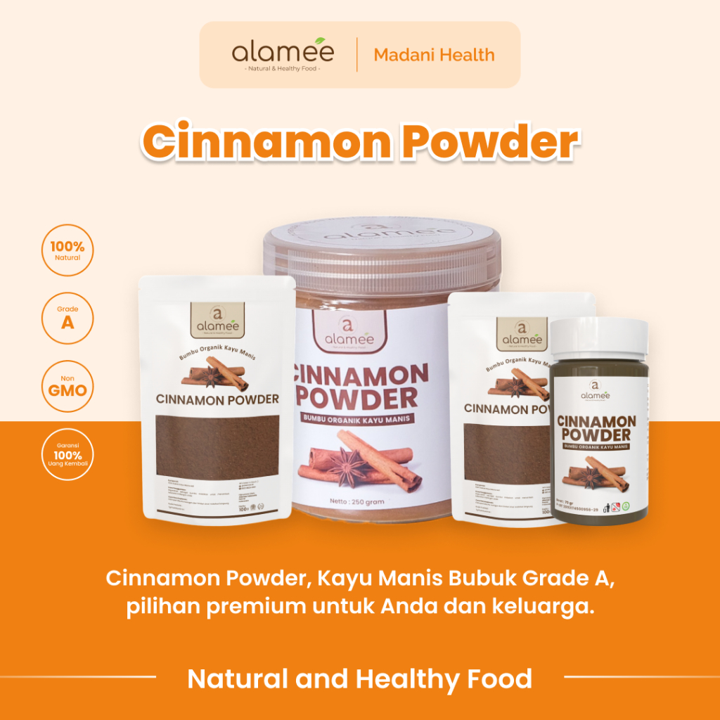 

ALAMEE Kayu Manis Bubuk Cinnamon Seasoning Powder kayumanis Murni Tanpa Campuran Bumbu Organik 250g