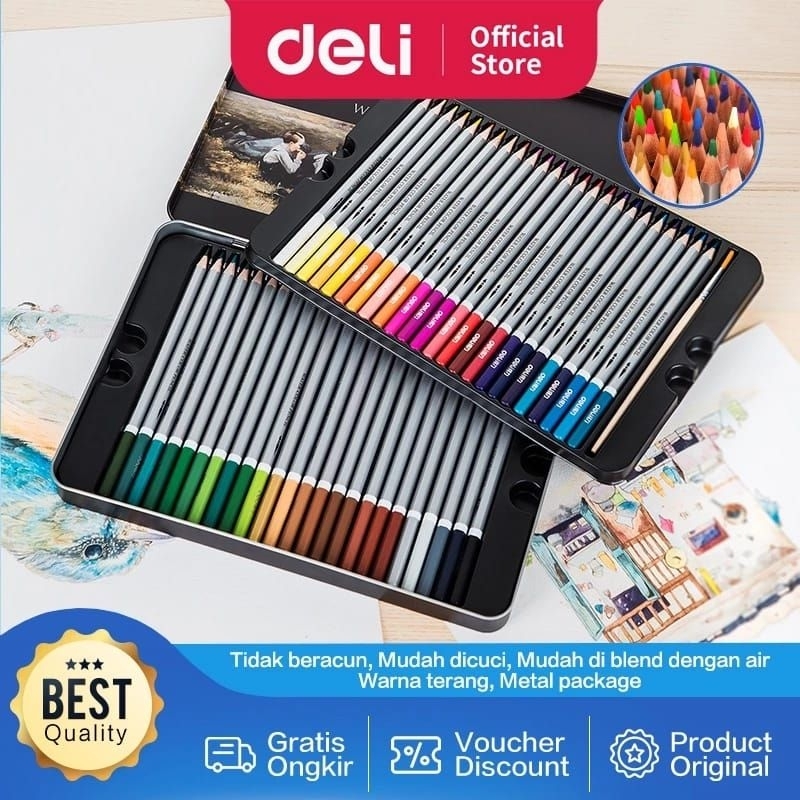 

Deli Pensil Warna 48 Warna PCS tidak beracun, dapat dicuci dan teknologi hybrid 6524