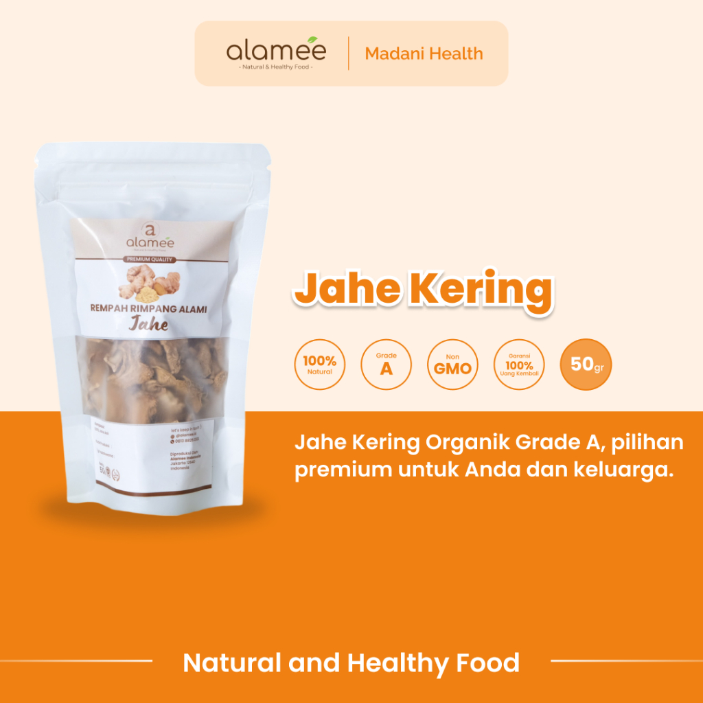 

ALAMEE Jahe Kering Iris Dried Ginger Rempah Rimpang Organik Alami Bumbu Masakan Dapur Masak 50g